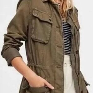 Free People women's Green Utility Drawstring Waist Jacket Sz XS-S. Barn Core